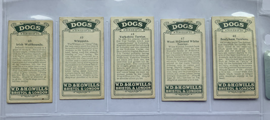 Willis New Zealand 1926 Dogs A Series 50 Cigarette Cards set
